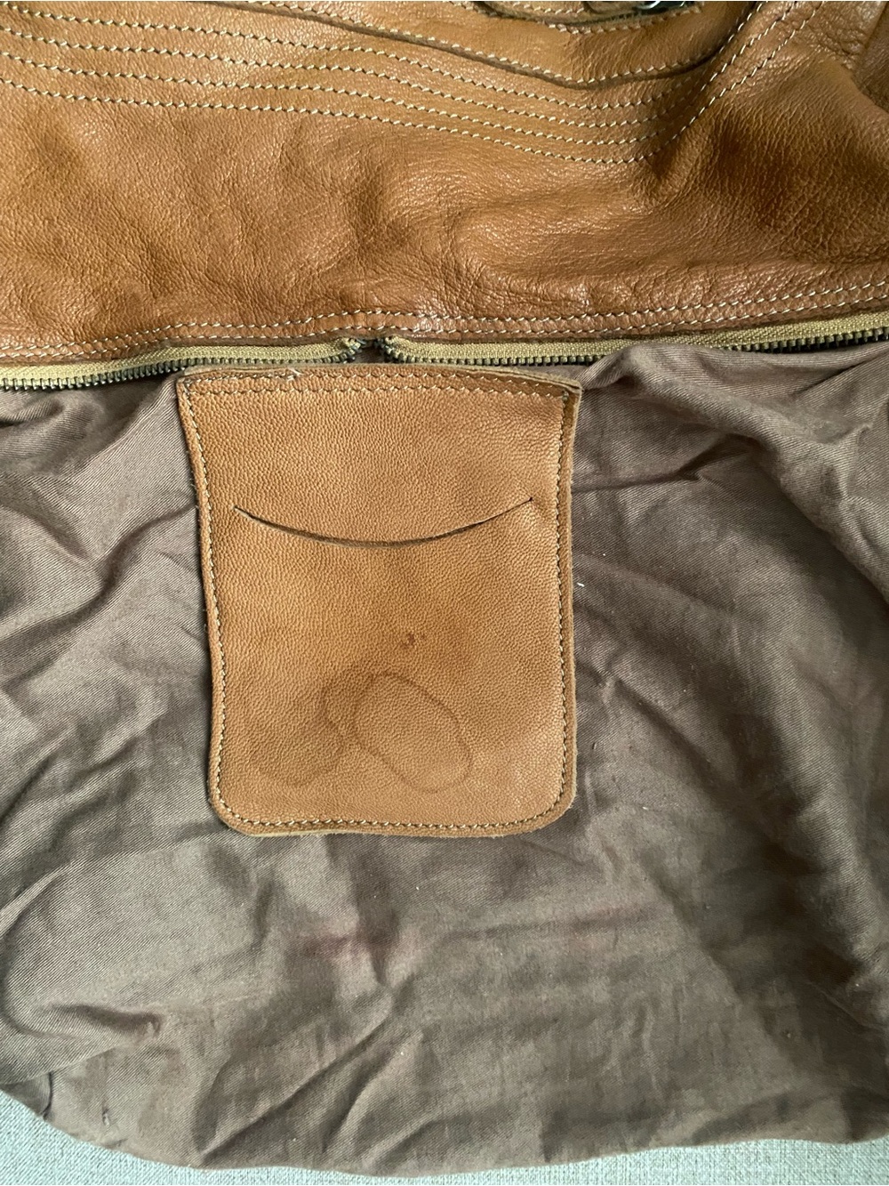 Tano Hobo Slouch Shoulder Bag Pebbled Leather In Cognac Hippie 70s Vintage Style - Picture 12 of 13